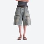 Destroyed Patch‑work Denim Capris